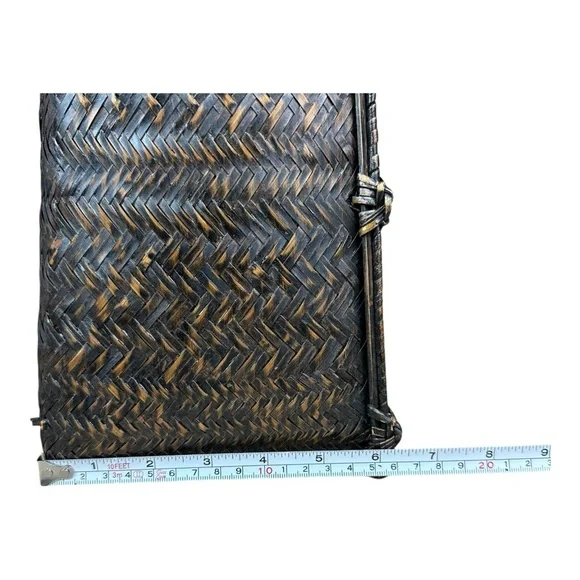 Japanese Antique Braided Bamboo Work Woven Basket Flower vase IKEBANA